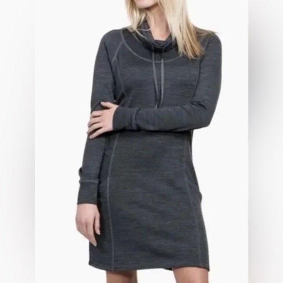 Kuhl Sweaters - Kuhl Women’s Lea Dress Cowl Neck Long Sleeve Pocket Dark Gray Size Small